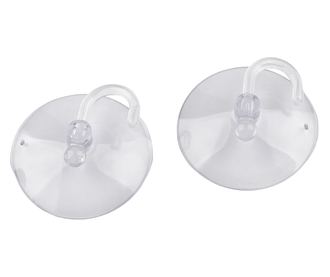 Set 2 carlige din silicon cu ventuza Crisalida, diametru 6 cm, Transparent