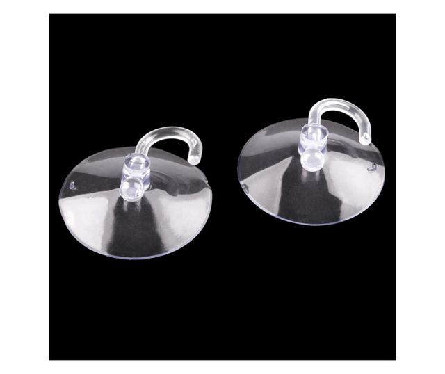 Set 2 carlige din silicon cu ventuza Crisalida, diametru 6 cm, Transparent