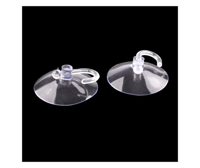 Set 2 carlige din silicon cu ventuza Crisalida, diametru 6 cm, Transparent