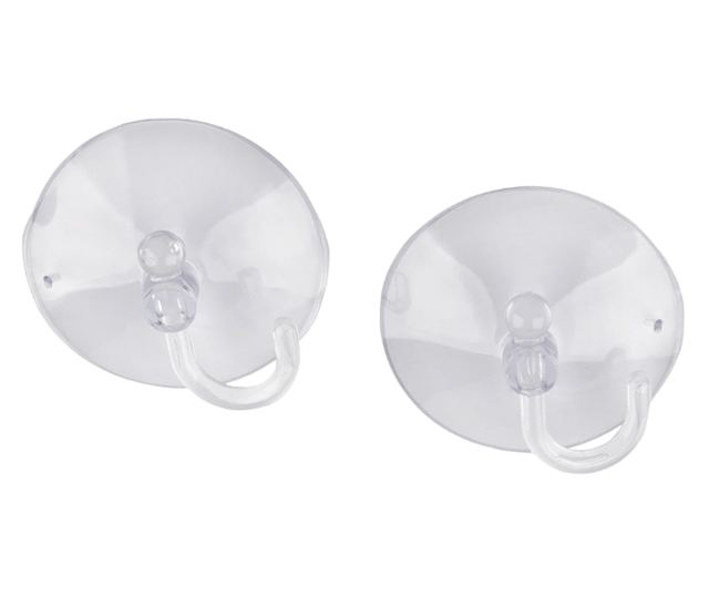 Set 2 carlige din silicon cu ventuza Crisalida, diametru 6 cm, Transparent