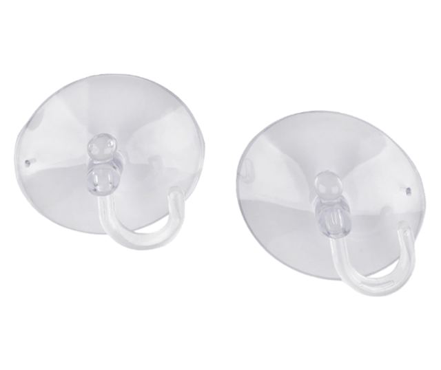 Set 2 carlige din silicon cu ventuza Crisalida, diametru 6 cm, Transparent