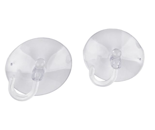 Set 2 carlige din silicon cu ventuza Crisalida, diametru 6 cm, Transparent