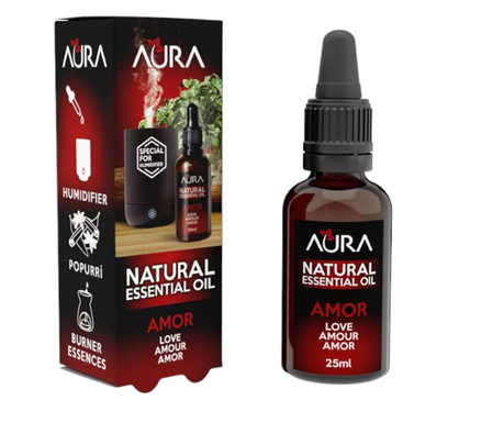 Ulei esential aromaterapie Aura, special pentru umidificatoare si difuzoare, Amor 25 ml