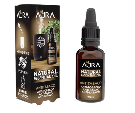 Ulei esential aromaterapie Aura, special pentru umidificatoare si difuzoare, Antitabac 25 ml