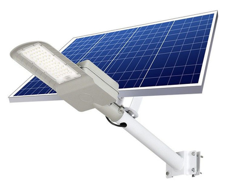 Lampa solara stradala eMazing, IP65, senzor de lumina, 60 LED-uri SMD, 2250 lm, panou 25W, putere 200W, autonomie 12-16 ore, tel