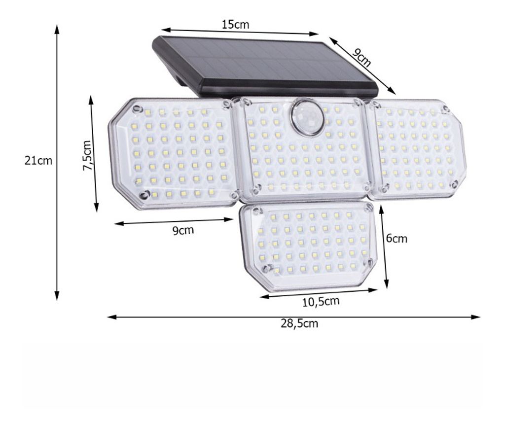 Lampă Solară cu Senzor de Mișcare și Crepuscul 181 LED + Telecomandă - Iluminat Stradal și de Grădină, Rezistent la Intemperii, - 3