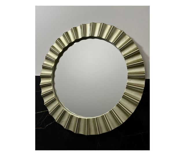 Oglinda decorativa Belle, rotunda, rama polirasina bronz, diametru 65cm