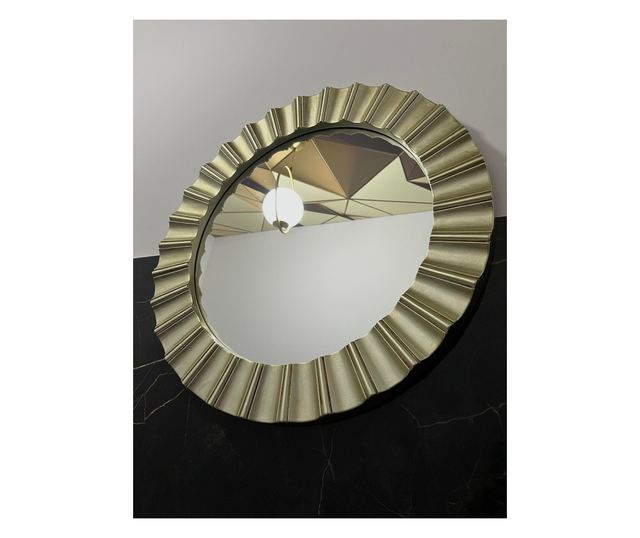 Oglinda decorativa Belle, rotunda, rama polirasina bronz, diametru 65cm