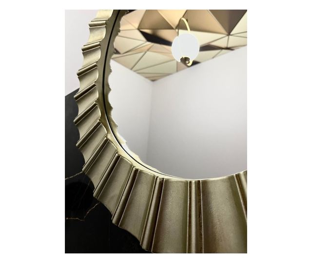 Oglinda decorativa Belle, rotunda, rama polirasina bronz, diametru 65cm
