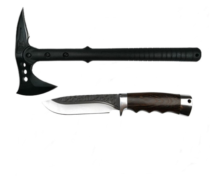 Kalózkoponya balta készlet, 39 cm és Bohemian Blade Knife, 23 cm, IdeallStore, rozsdamentes acél, hüvely mellékelve