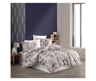Lenjerie de pat dublu, Majoli Bahar Home Collection, bumbac ranforce, pentru 2 persoane, Fiori Lilac