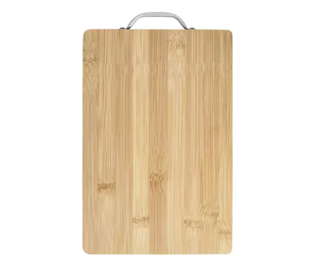 Tocator de bucatarie universal Pufo din lemn de bambus cu maner din metal, maro, 36 x 26 cm