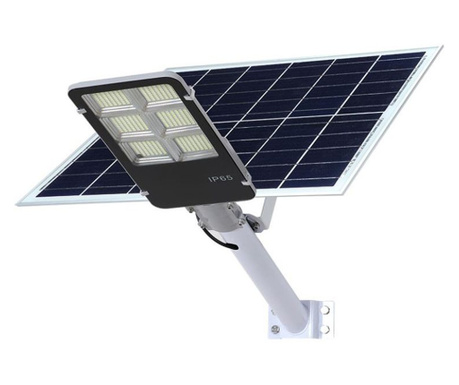 Lampa solara stradala eMazing, IP65, senzor de lumina, 100 LED-uri SMD, 7200 lm, panou 12W, putere 80W, autonomie 12-16 ore, tel