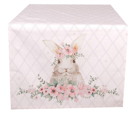Húsvéti pamut nyuszis asztali futó 50x140 cm Floral Easter Bunny