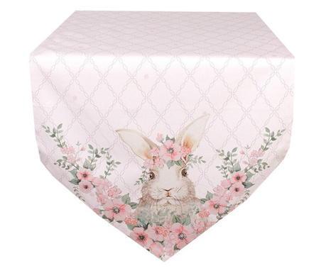 Húsvéti pamut nyuszis asztali futó 50x160 cm Floral Easter Bunny