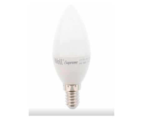 Bec LED tip lumanare E14 6W 230V lumina calda Well