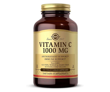 Étrend-kiegészítő, Solgar C-vitamin 1000 mg, 100 Növényi kapszula, erős antioxidánsok