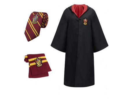 Детски карнавален костюм за Хари Потър с вратовръзка и шал, IdeallStore®, 7-9 години