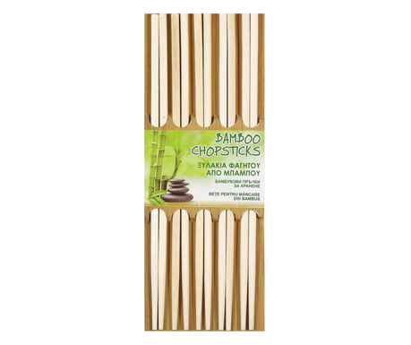 Set 5 Perechi Betisoare Chinezesti din Bambus Natur 23,3 cm