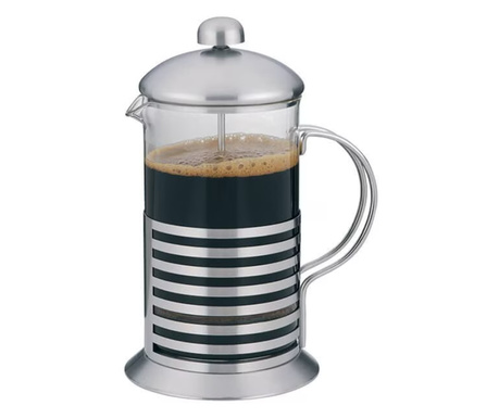 Cana Cafea sau Ceai cu Sistem de Filtrare Tip Presa Franceza din Sticla si Inox Capacitate 600 ml G Glixicom®