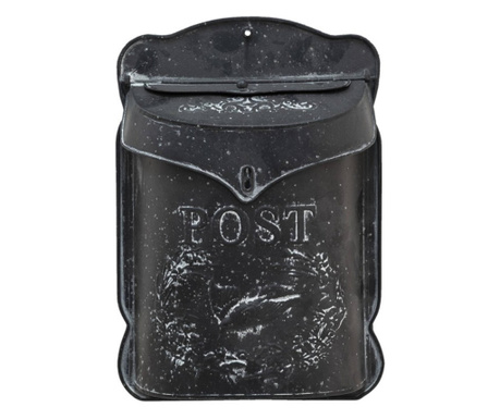 Vintage fém fekete postaláda madaras dísszel Post