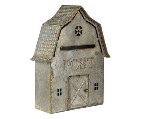 Vintage fém postaláda házikó szürke Post