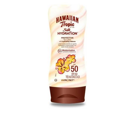 Lotiune cu protectie solara Hawaiian Tropic SPF50, Silk Hydration, 180 ml