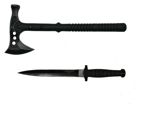 Двуостър ловен нож и комплект брадва Survivor, IdeallStore®, неръждаема стомана