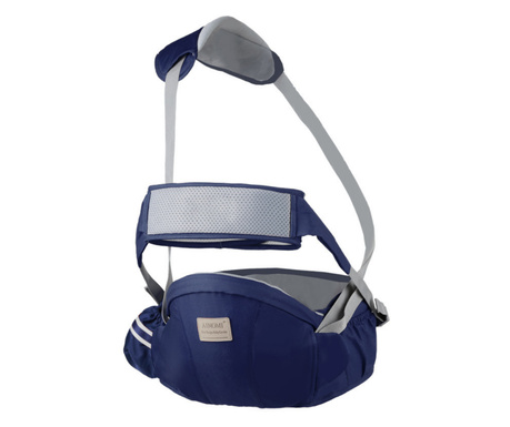 Marsupiu ergonomic pentru sustinerea bebelusilor, tip centura cu scaunel, greutate maxima 30kg, BRAGUS®, Albastru