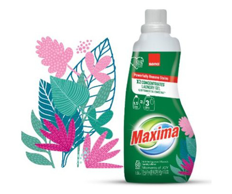 Detergent gel concentrat pentru rufe Sano Maxima Joy, 60 spalari, 1.5 l
