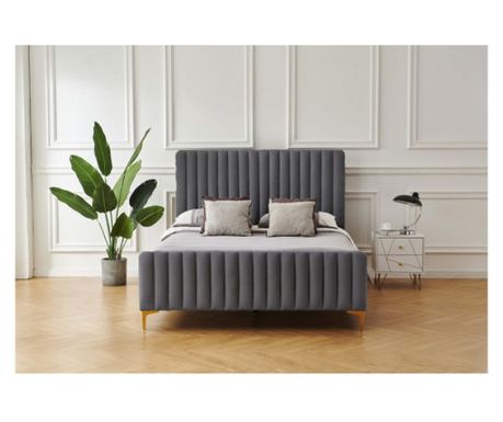 Pat Melissa 180x200 cm Tapitat Catifea Gri Somiera Inclusa