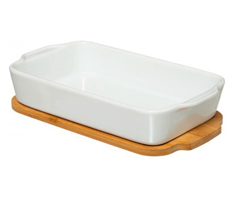 Vas termorezistent din ceramica cu suport din bambus, Hot Taste, 40x22 cm