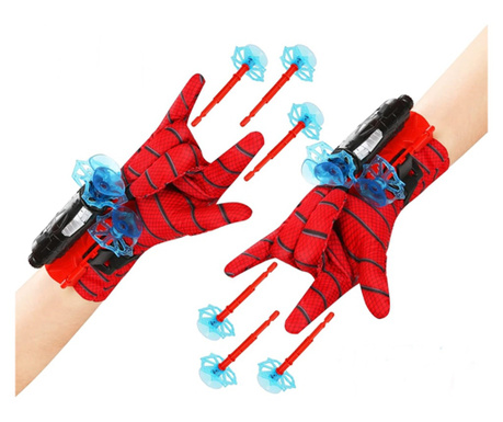 Ръкавици Спайдърмен с вендузи и пускова установка, IdeallStore, червени
