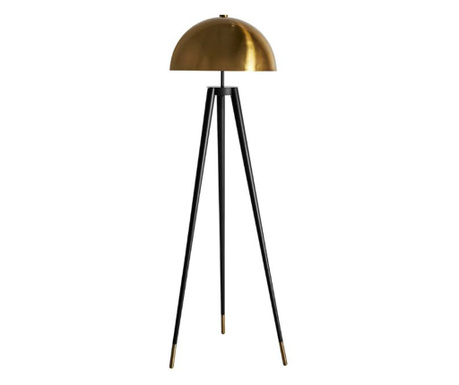 Lampadar Mia, picioare si abajur din metal, 2xE27, 50x50x150cm, Negru/Auriu