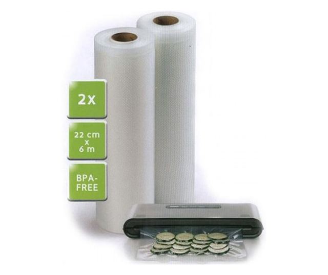 Rola,folie pentru aparatul de vidat Domo DO327L ,22cm x 6m, 2 role, DO327L-rol22