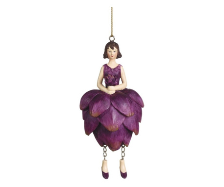 Figurina cu agatatoare Flower Girl Anghinare, lila, 12 cm