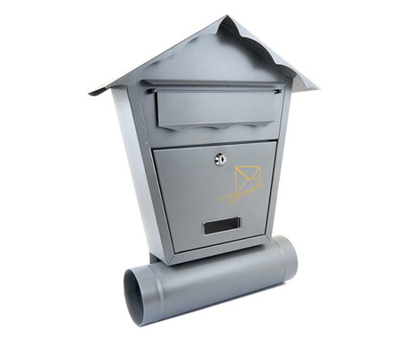 Пощенска кутия, Damech, със седалка за вестник, сива, размер B5, 37x10.5x46 см