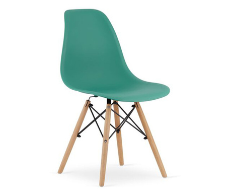 Skandináv stílusú szék, Mercaton, Osaka, PP, fa, zöld, 46x54x81 cm