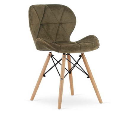 Skandináv stílusú szék, Mercaton, Lago, bársony, fa, barna, 47x52.5x74 cm