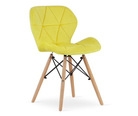 Skandináv stílusú szék, Mercaton, Lago, bársony, fa, sárga, 48x52.5x74 cm