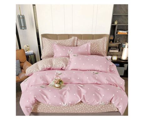 SET LENJERIE DE PAT DUBLU, 6 PIESE, CU ELASTIC, BUMBAC FINET, MULTICOLOR, CASA DE VIS ONLINE, T-251