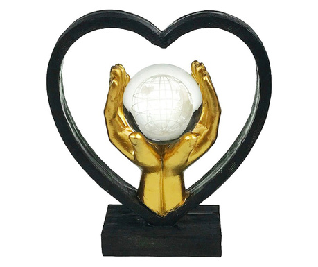 Statueta decorativa, Inima cu glob, 18 cm, 1710H