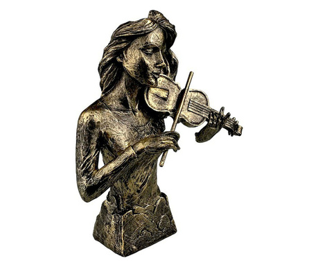 Statueta decorativa, Statueta cu fata care canta la vioara, Auriu, 30 cm, 1705H