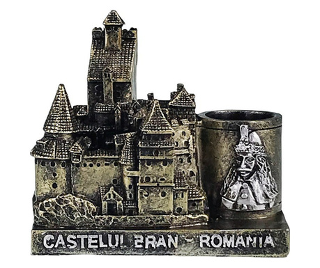 Statueta decorativa, Castelul Bran si suport pentru pixuri, 12 cm, 1696H-1