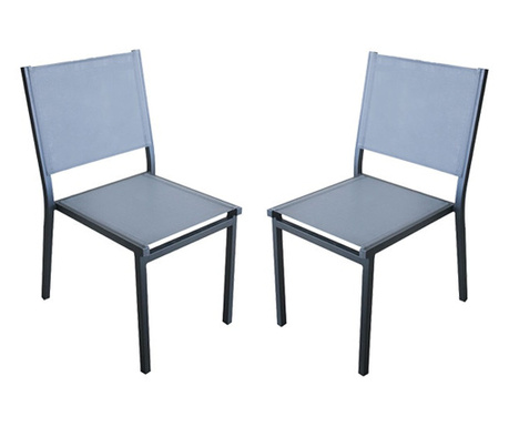 RAKI Set 2 scaune terasa/gradina din panza cu cadru aluminiu