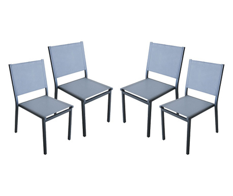 RAKI Set 4 scaune terasa/gradina din panza cu cadru aluminiu
