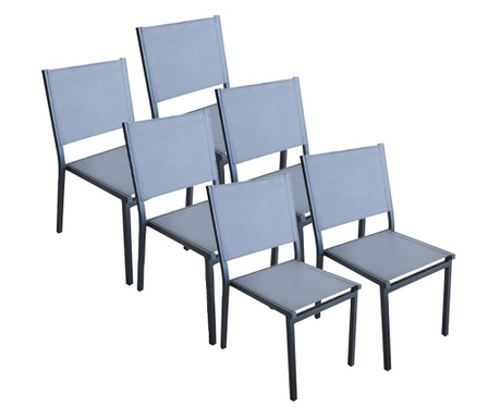 RAKI Set 6 scaune terasa/gradina din panza cu cadru aluminiu