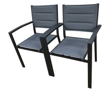RAKI Set 2 scaune terasa/gradina cu brate, din panza dubla cu cadru aluminiu