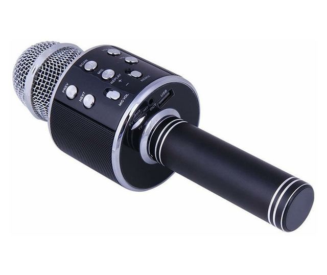Microfon Karaoke MRG MWS858, Bluetooth, Reincarcabil, Negru