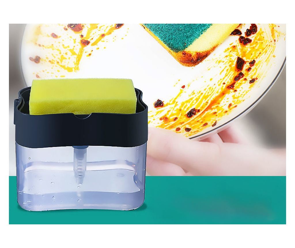Dozator Detergent Vase MRG M938, Dispenser Sapun cu Suport Burete, Gri - 6